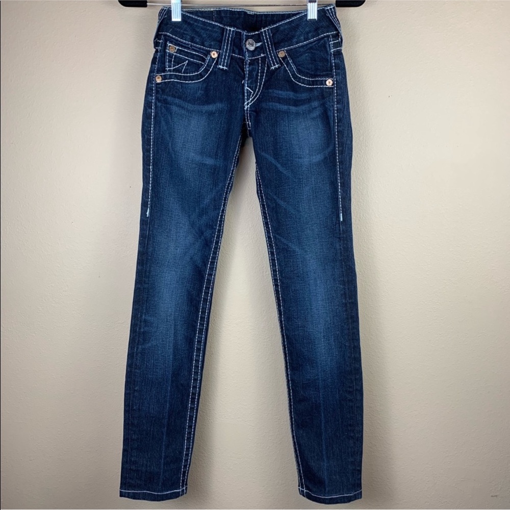 True Religion Dark Wash Low Waist Skinny Jeans